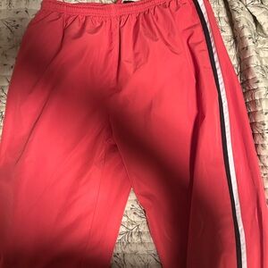 BCG Red Track Pants with Black and White Stripe